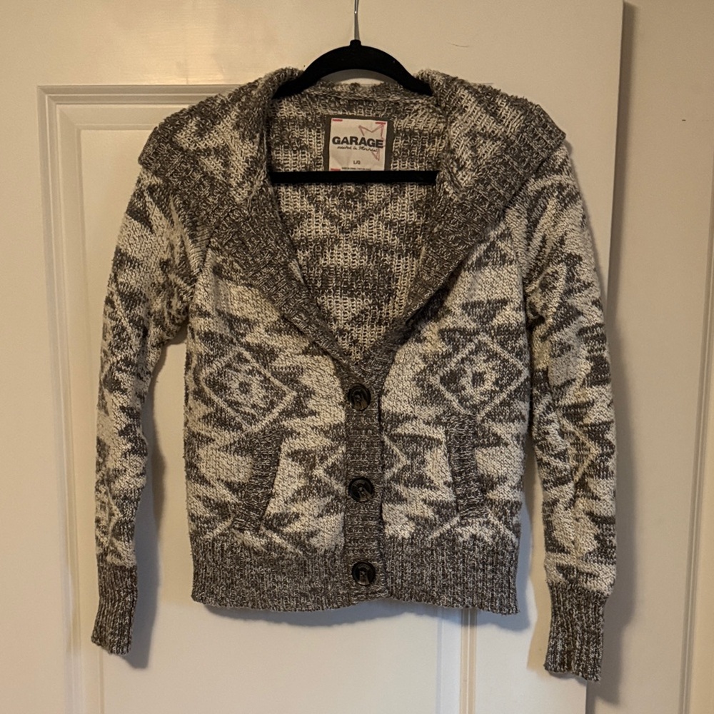 Garage Women's Knit Cardigan in Gray and Cream